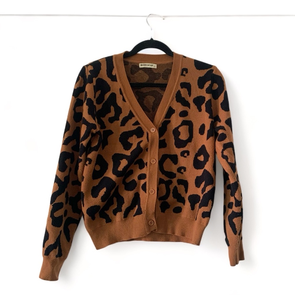 Animal Print Cardigan - Camel and Black petite Large
